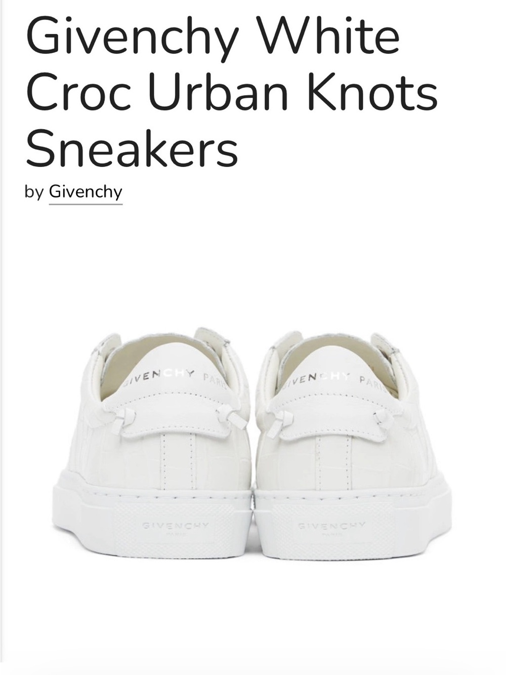 Givenchy White Leather “knot” Slip-On Sneakers- 39.5 (as is no band)